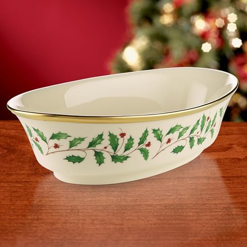 Holiday Porcelain Christmas Serving Bowl, 34oz in Red & Green, alternate view 2