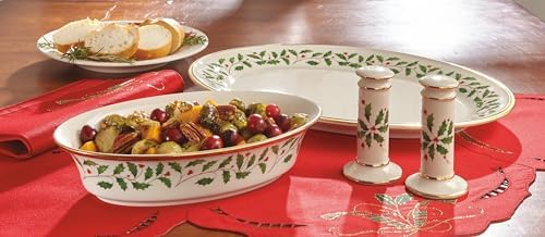 Holiday Porcelain Christmas Serving Bowl, 34oz in Red & Green, alternate view 3