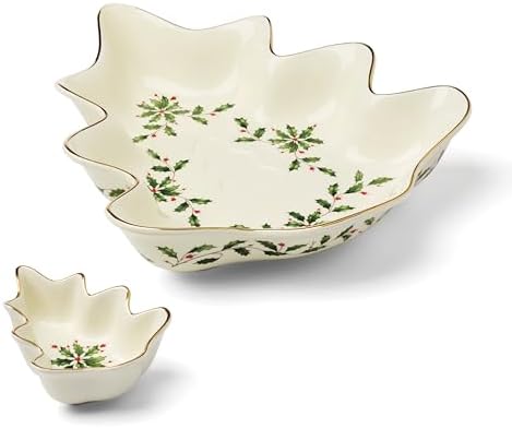 Holiday Tree Christmas Chip and Dip Serving Set in 2 Count in Ivory