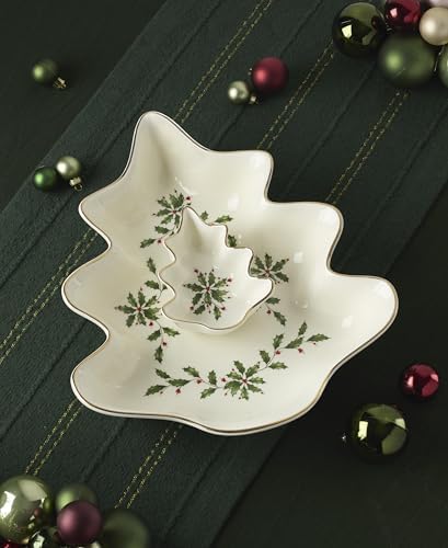Holiday Tree Christmas Chip and Dip Serving Set in 2 Count in Ivory, alternate view 2