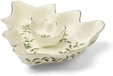 Holiday Tree Christmas Chip and Dip Serving Set in 2 Count in Ivory, alternate view 3