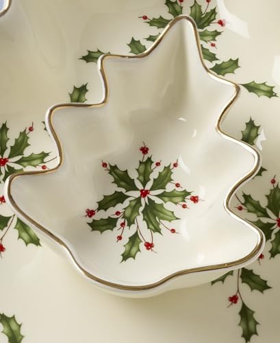 Holiday Tree Christmas Chip and Dip Serving Set in 2 Count in Ivory, alternate view 4