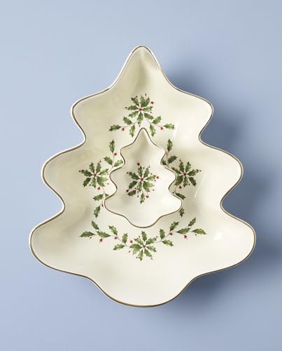 Holiday Tree Christmas Chip and Dip Serving Set in 2 Count in Ivory, alternate view 5
