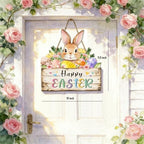 Hollow Bunny Easter Wreath - Wooden Spring Door Sign for Home Decor, Front Door, Wall & Outdoor Party Supplies, alternate
