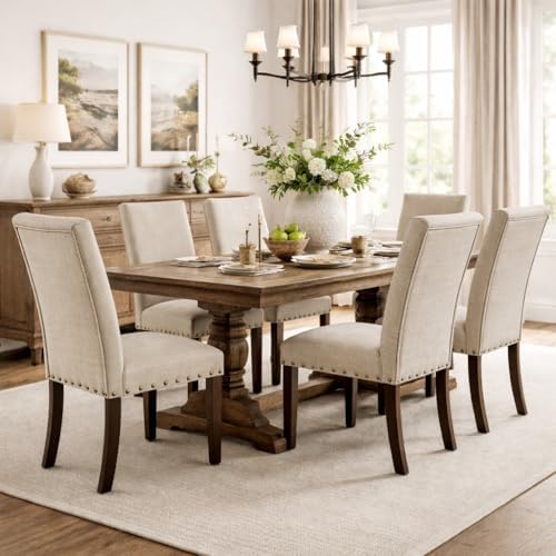 Home Decor | Classic Upholstered Parsons Dining Chairs | Set of 2 Accent Dining Chairs with Nailhead Trim, alternate view 2
