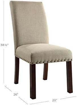 Home Decor | Classic Upholstered Parsons Dining Chairs | Set of 2 Accent Dining Chairs with Nailhead Trim, alternate view 3