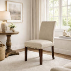 Home Decor | Classic Upholstered Parsons Dining Chairs | Set of 2 Accent Dining Chairs with Nailhead Trim, alternate view 4
