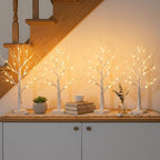 Home Decorations Light Up White Birch Tree Indoor Christmas Decor, 4 Pack Battery Operated/USB Lighted Tabletop, alternate