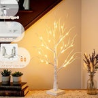 Home Decorations Light Up White Birch Tree Indoor Christmas Decor, 4 Pack Battery Operated/USB Lighted Tabletop, alternate