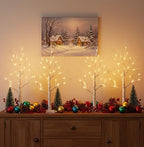 Home Decorations Light Up White Birch Tree Indoor Christmas Decor, 4 Pack Battery Operated/USB Lighted Tabletop, alternate