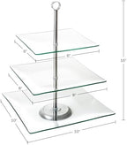 Home Dess Three Tier Square Glass Buffet and Dessert Stand, 1 Pack, Clear in Clear, alternate view 3