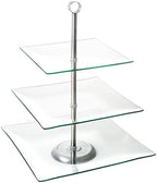 Home Dess Three Tier Square Glass Buffet and Dessert Stand, 1 Pack, Clear in Clear, alternate view 4