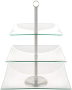 Home Dess Three Tier Square Glass Buffet and Dessert Stand, 1 Pack, Clear in Clear, alternate view 5