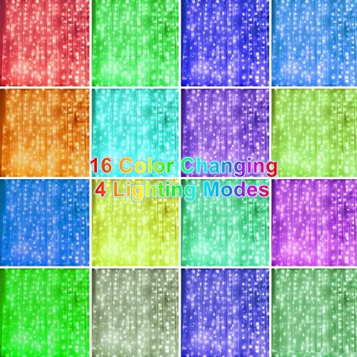 HOME LIGHTING Window Curtain String Lights, 300 LED RGB 16 Colors Changing Fairy Lights, 4 Modes with Remote, alternate view