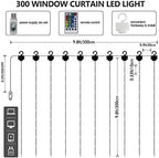 HOME LIGHTING Window Curtain String Lights, 300 LED RGB 16 Colors Changing Fairy Lights, 4 Modes with Remote, alternate view