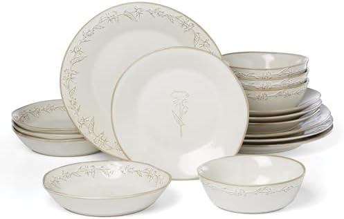 Homespun Stoneware 16-Piece Dinnerware Set for 4 in White