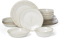 Homespun Stoneware 16-Piece Dinnerware Set for 4 in White