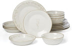 Homespun Stoneware 16-Piece Dinnerware Set for 4 in White