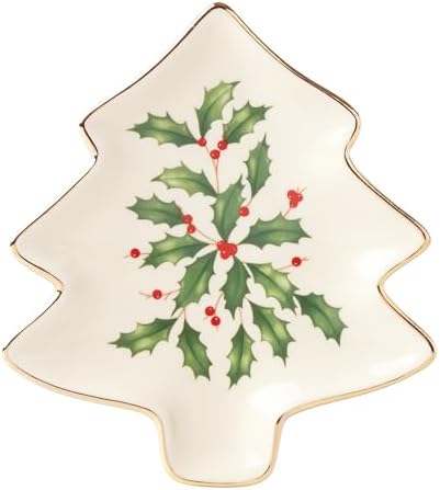 Hosting the Holidays Christmas Tree Plate in 1 Count, 5.75" x 5.25" x 0.5" in Red & Green