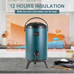 Hot Beverage Dispenser, Stainless Steel Insulated Beverage Dispenser Cold and Hot Drink dispenser with, alternate view 3