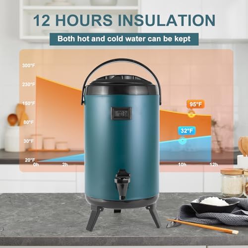 Hot Beverage Dispenser, Stainless Steel Insulated Beverage Dispenser Cold and Hot Drink dispenser with, alternate view 3