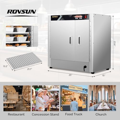 Hot Box Food Warmer Pizza Warmer w/Removable Shelves Water Tray, 4-Tier Commercial Food Warmer Hot Holding, alternate view 3