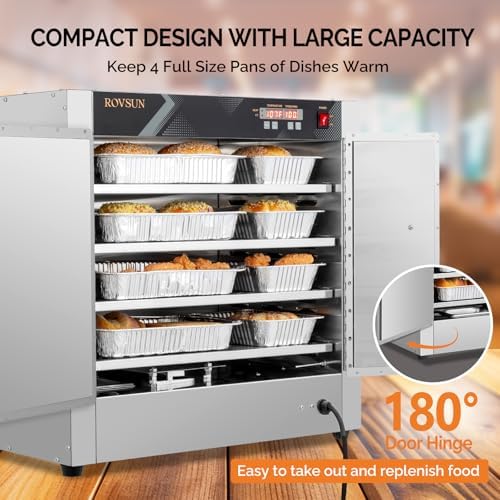 Hot Box Food Warmer Pizza Warmer w/Removable Shelves Water Tray, 4-Tier Commercial Food Warmer Hot Holding, alternate view 4