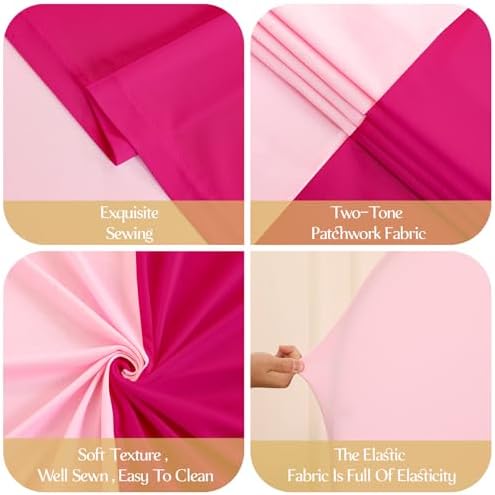 Hot Pink and Light Pink Arch Backdrop Cover 7.2FT 6FT Wedding Arch Covers Set of 2 Double-Color Arch Covers, alternate view 5