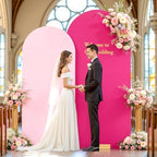 Hot Pink and Light Pink Arch Backdrop Cover 7.2FT 6FT Wedding Arch Covers Set of 2 Double-Color Arch Covers, alternate view 7