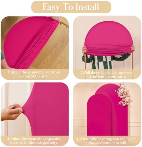 Hot Pink Arch Backdrop Cover 6.6FT Party Wedding Arch Covers Stretchy Backdrop Baby Shower Bridal Shower, alternate view 5