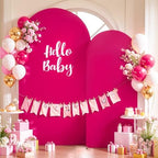 Hot Pink Arch Backdrop Cover 6.6FT Party Wedding Arch Covers Stretchy Backdrop Baby Shower Bridal Shower, alternate view 6