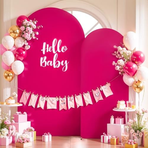Hot Pink Arch Backdrop Cover 6.6FT Party Wedding Arch Covers Stretchy Backdrop Baby Shower Bridal Shower, alternate view 6