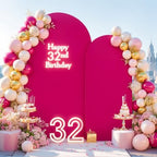 Hot Pink Arch Backdrop Cover 6.6FT Party Wedding Arch Covers Stretchy Backdrop Baby Shower Bridal Shower, alternate view 7
