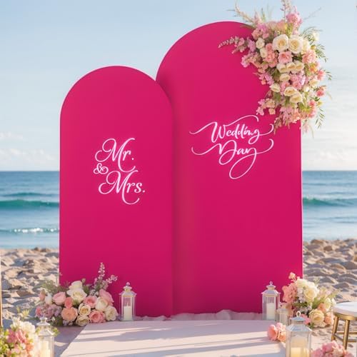 Hot Pink Arch Backdrop Covers 7.2FT 6FT Party Wedding Arch Covers Stretchy Backdrop Set of 2 Baby Shower Bridal
