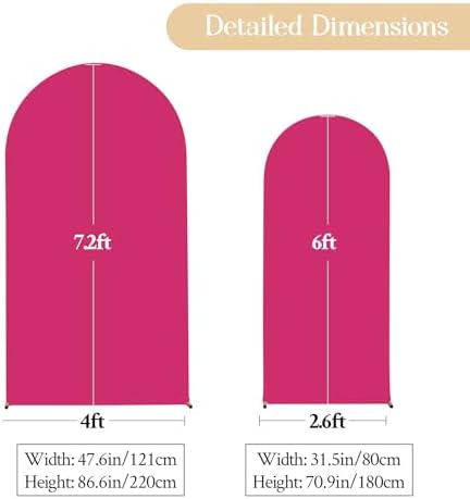 Hot Pink Arch Backdrop Covers 7.2FT 6FT Party Wedding Arch Covers Stretchy Backdrop Set of 2 Baby Shower Bridal, alternate