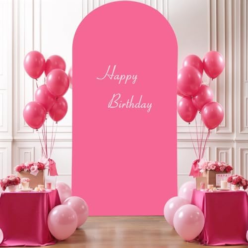 Hot Pink Arch Cover, 6FT Spandex Fitted Wedding Arch Stand Covers Round Top Chiara Backdrop Cover for Birthday, alternate