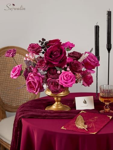 Hot Pink Artificial Flowers, Dark Magenta Silk Flowers for Wedding, alternate view 2