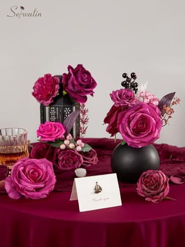 Hot Pink Artificial Flowers, Dark Magenta Silk Flowers for Wedding, alternate view 4
