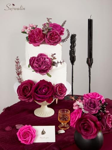 Hot Pink Artificial Flowers, Dark Magenta Silk Flowers for Wedding, alternate view 5