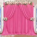 Hot Pink Backdrop Curtains 16 x 10 ft for Photo Background Wrinkle-Free in W4' x H10'(4 panels) in Hot Pink, alternate view 3