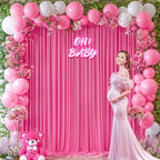 Hot Pink Backdrop Curtains 16 x 10 ft for Photo Background Wrinkle-Free in W4' x H10'(4 panels) in Hot Pink, alternate view 4