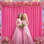 Hot Pink Backdrop Curtains 24 x 10 ft for Photo Background Wrinkle-Free in W4' x H10'(6 panels) in Hot Pink, alternate view 6