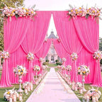Hot Pink Backdrop Curtains 32 x 10 ft for Photo Background Wrinkle-Free in W4' x H10'(8 panels) in Hot Pink