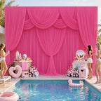 Hot Pink Backdrop Curtains 40 x 10 ft for Photo Background Wrinkle-Free in W4' x H10'(10 panels) in Hot Pink, alternate view