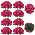Hot Pink Flowers for Wedding: 10 Pcs Fakel Rose Balls for Table in 9.5"x4.75" in Hot Pink