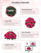 Hot Pink Flowers for Wedding: 10 Pcs Fakel Rose Balls for Table in 9.5"x4.75" in Hot Pink, alternate view 6