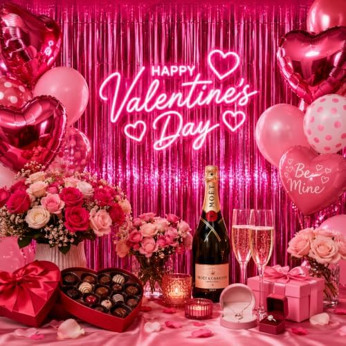 Hot Pink Fringe Backdrop, 4 Pack 3.3 x 6.6 ft Foil Fringe Curtains in 3.3 x 6.6 ft, alternate view 6