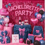 Hot Pink Fringe Backdrop, 4 Pack 3.3 x 6.6 ft Foil Fringe Curtains in 3.3 x 6.6 ft, alternate view 7