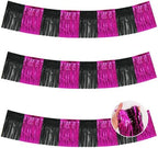 Hot Pink Fringe Garland Banner 30ft Wall Tinsel Foil Streamers in Black Hot Pink