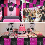 Hot Pink Fringe Garland Banner 30ft Wall Tinsel Foil Streamers in Black Hot Pink, alternate view 4